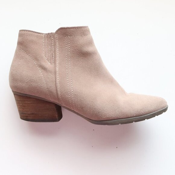 Blondo Taupe Suede Leather Block Heel Waterproof Ankle Boots Booties Size 10 - Picture 11 of 16